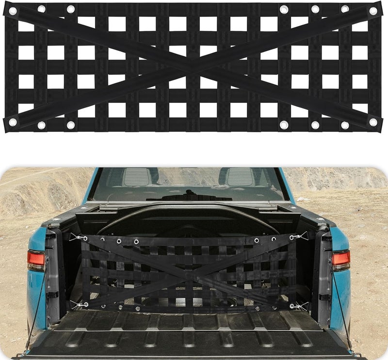 GADFISH Tailgate Net with Adjustable Buckle Straps, 54"x17.7" Tailgate Cargo Net for Truck Bed, Perfect for Jeep, Pickup, Truck, Chevrolet, Ford (Black) - Image 1